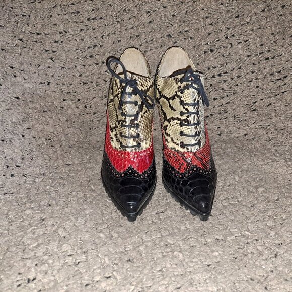 SPAZIOMODA BOLOGNA-ITALY-Multicolor Snakeskin/Croc Pattern-Stiletto-Sz 37/6.5-NM - Picture 3 of 8
